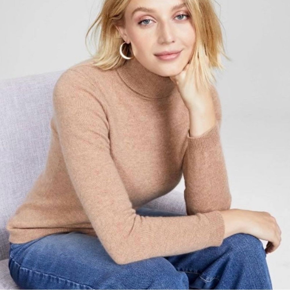 Charter Club Luxury Camel Cashmere Pullover Turtleneck Sweater NWT